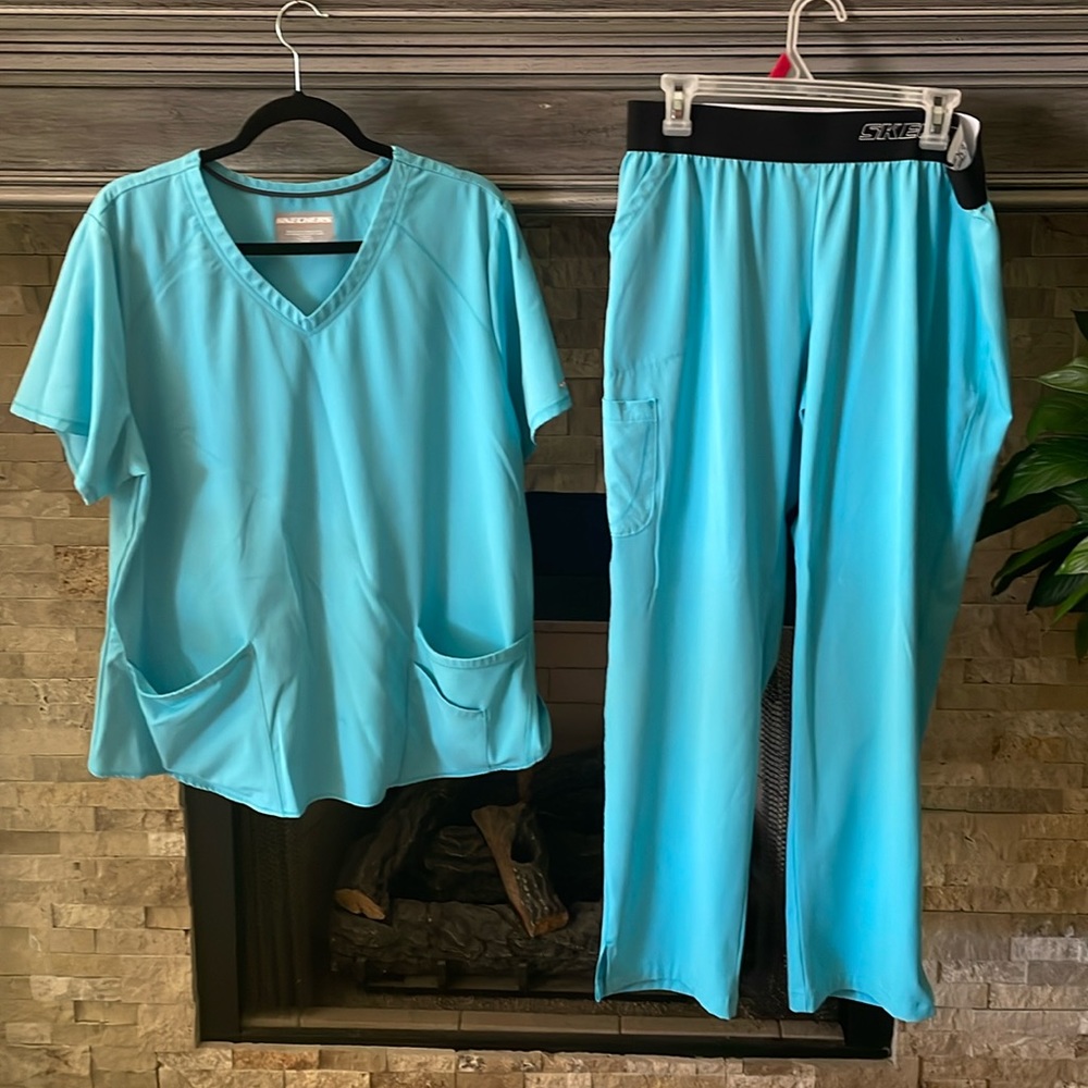 Sketchers scrub set in a very pretty blue.